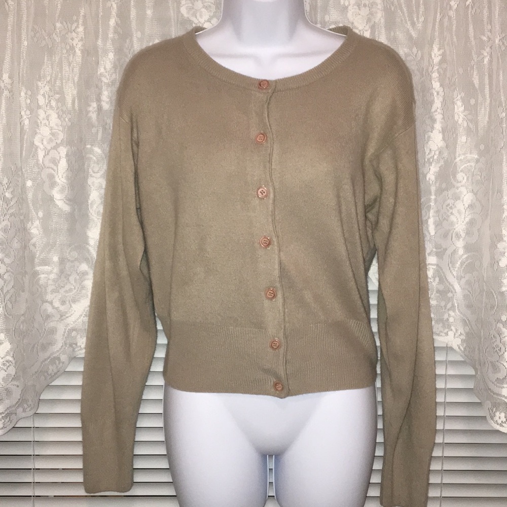 Express Button Up Tan Cardigan Sweater